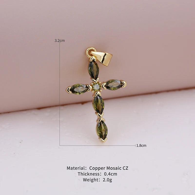 Fashion and Charm Sparkling Zircon Small Exquisite Religious Cross Pendant Men  Women Necklace Bracelet Jewelry Making