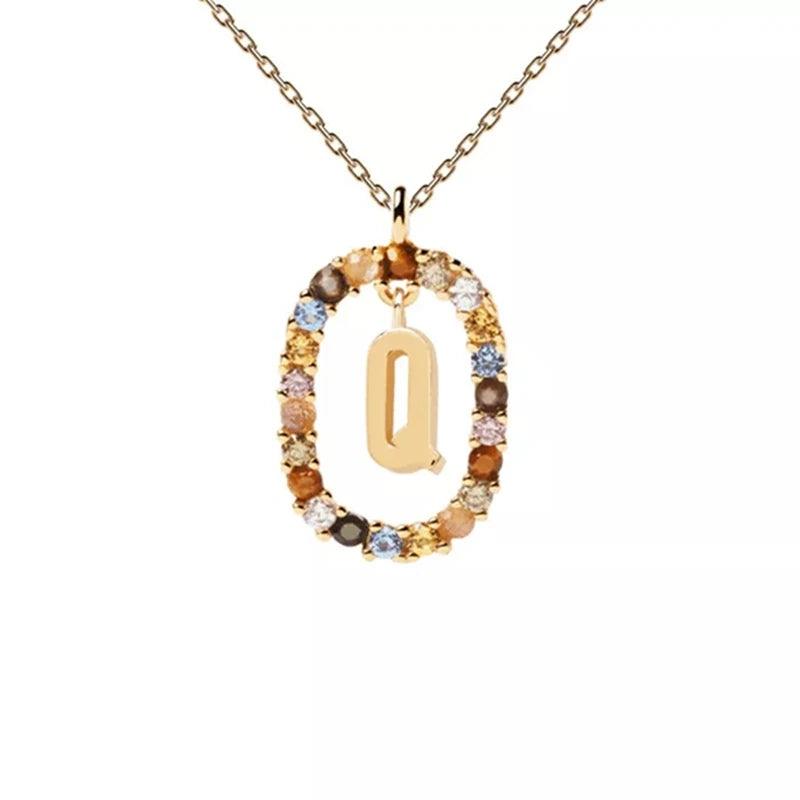 Fashion Hot Creative A-Z Letter Pendant Necklace For Woman Color Jewelry Sweet and Versatile Adjustable Chain Lobster Clasp