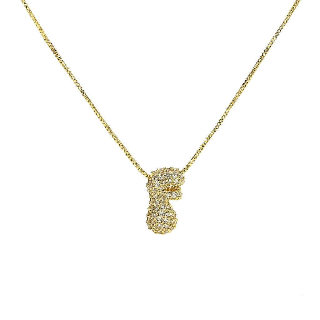 Gold Plated Balloon 26 Alphabet Letter Pendant Necklace Copper Zircon Bubble Initial Pendant For Women Personality Chain Jewelry