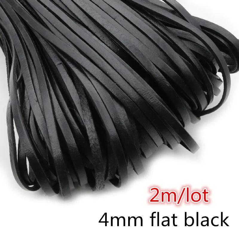 2-5m/lot 1-8mm Genuine Cow Leather Round/Flat Strand Thong Cord DIY Bracelet Findings Rope String For Jewelry Making Accessories