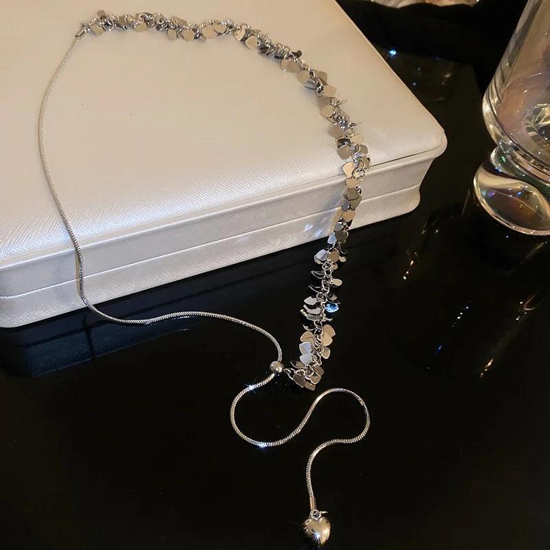 Star Sequin Hollowed Out Necklace for Women Fashion Inlaid Rhinestone Tassels Choker Necklace Y2k Style Accessories Gift