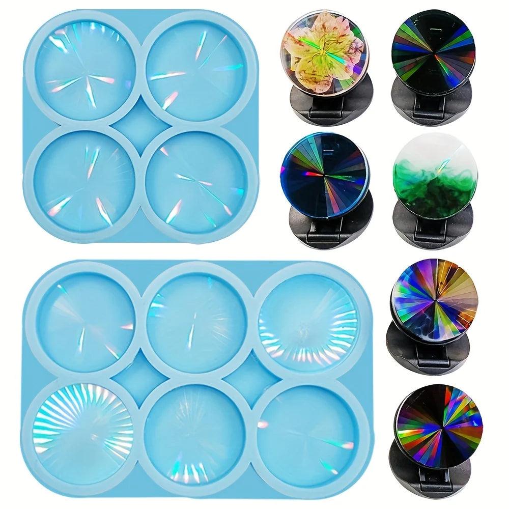 Holographic Light and Shadow Phone Stand Silicone Mold Decorative Sticker Grips Crystal Epoxy Resin Mold