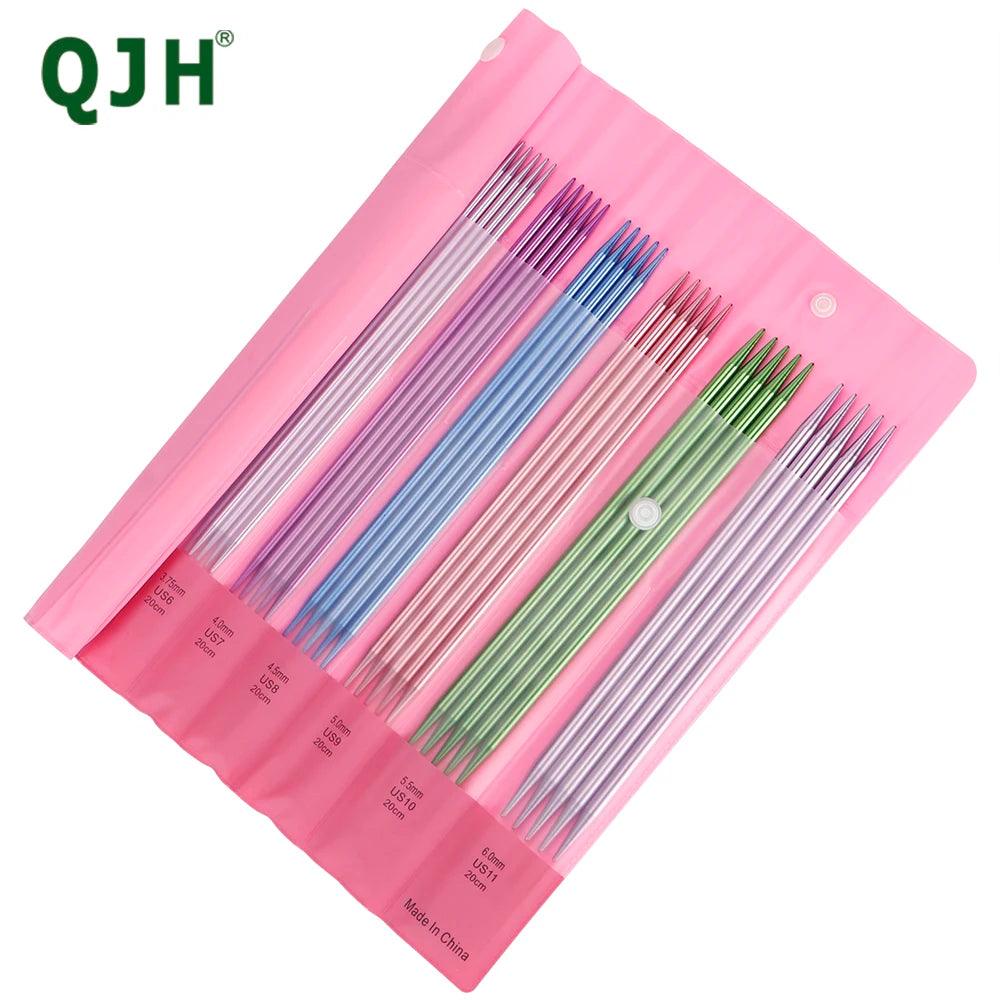 55 Pcs Double Pointed Aluminum Knitting Needles Set, 7.87" Length Multicolour Knitting Crochet Supplies for Beginners Handmade