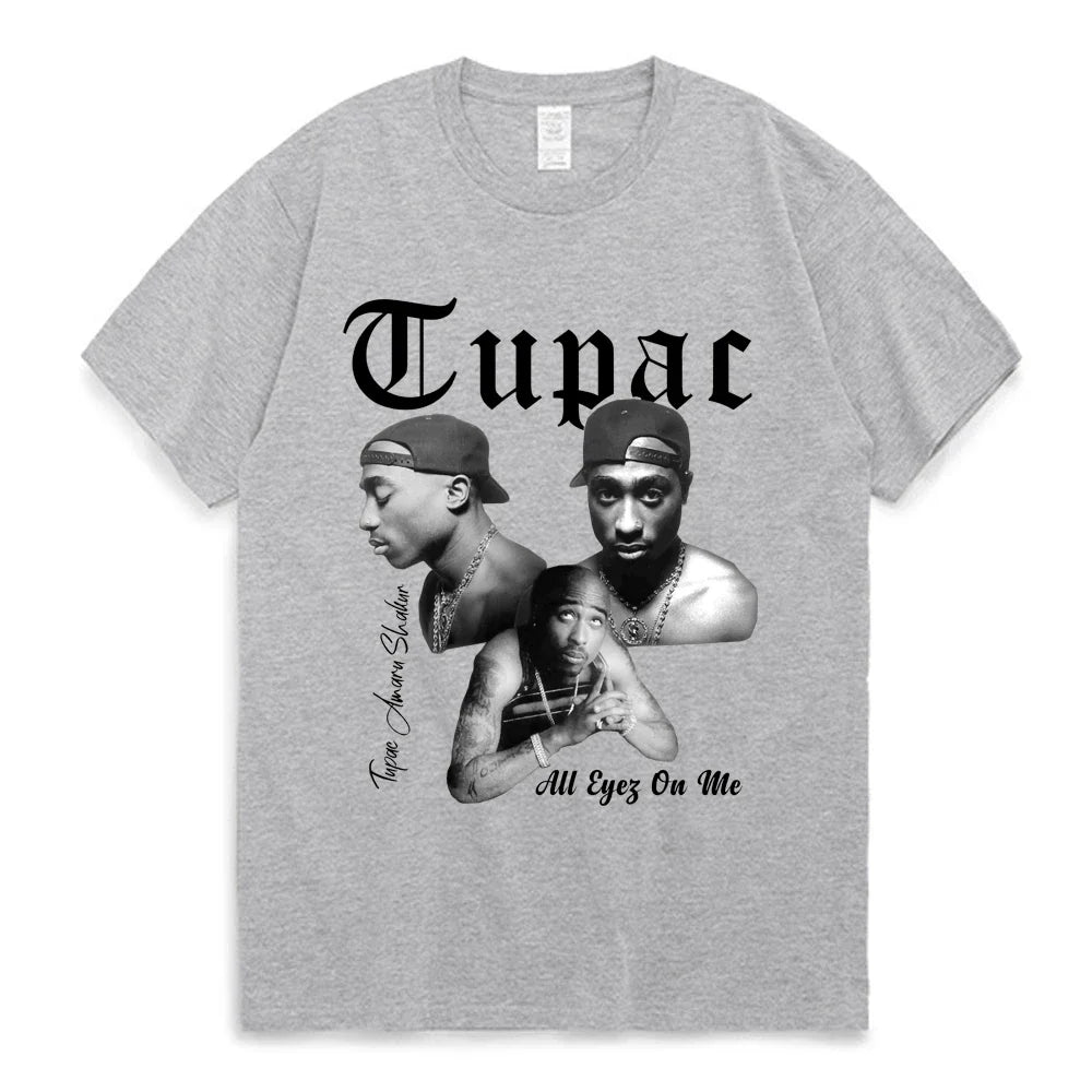 Women’s Cartoon Rapper Tupac 2Pac Graphic Print T Shirt Short Sleeve Casual Tee