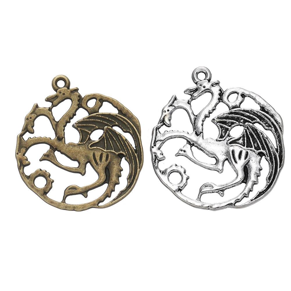 5pcs/lot Retro Style Alloy Dragon Pendants Punk Bracelet Metal Charms For DIY Necklace Crafts Jewelry Making Accessories