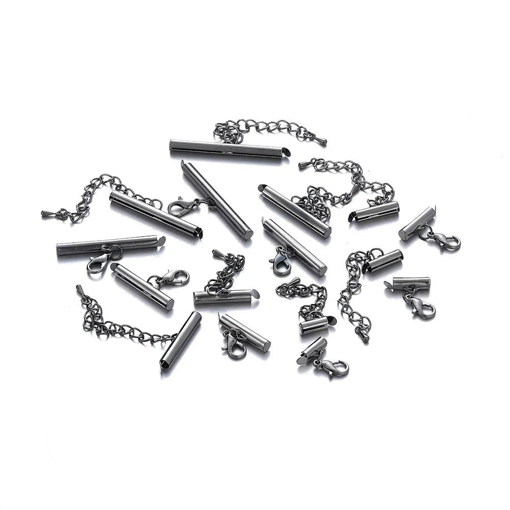 10Sets/Lot 10-40mm Lobster Clasps Hooks Extending Chain Bracelet End Connectors Slider Clasp For DIY Jewelry Making Finding