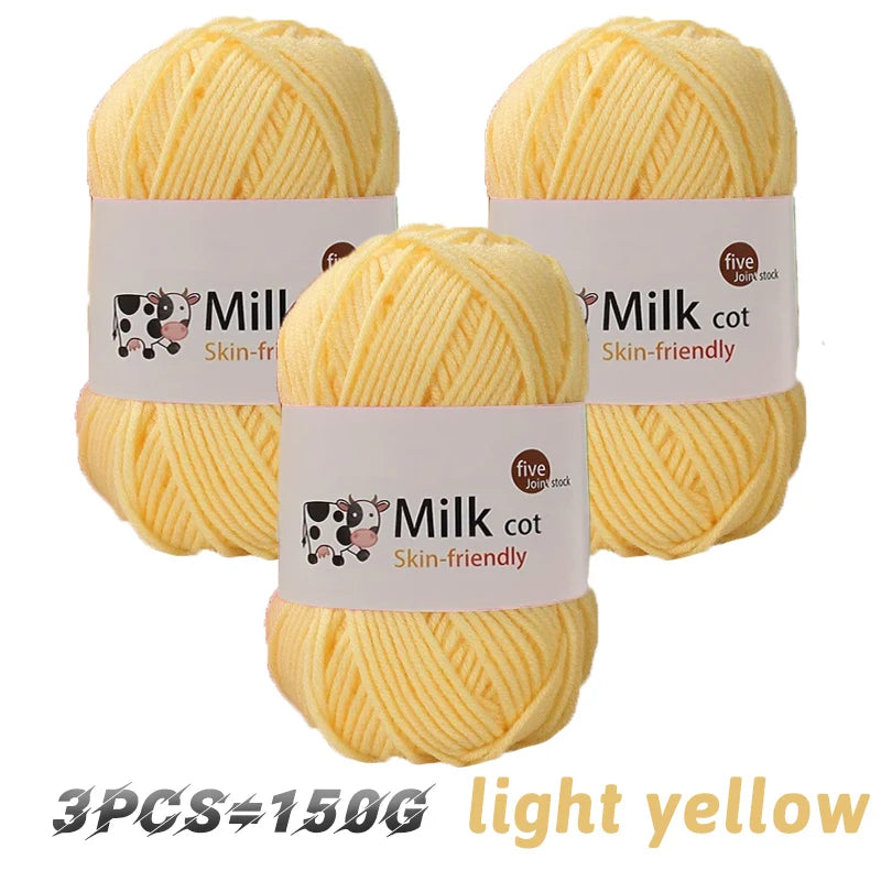 150g 5 Strand Milk Yarn Handmade Medium Thick DIY Woven Doll Sweater Flower Hat Scarf Yarn Ball