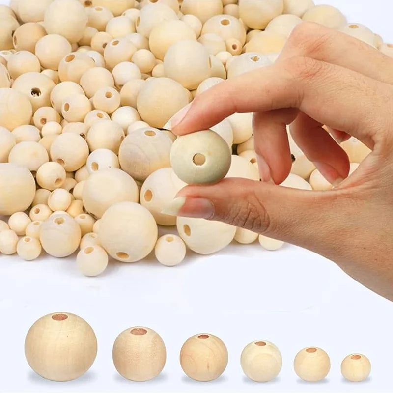 2-300Pcs Natural Wooden Beads with Holes Round Loose Wood Beads 6/8/10/12/14/16/18/20/25/30mm DIY Craft Jewelry Make Accessories