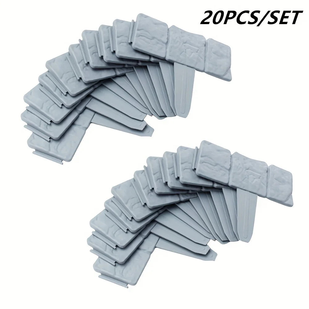 10Pcs/20Pcs/30Pcs Home Garden Border Edging Plastic Fence Stone DIY Yard Landscape Plant Fence Lawn Flower Plant Bed Decoration