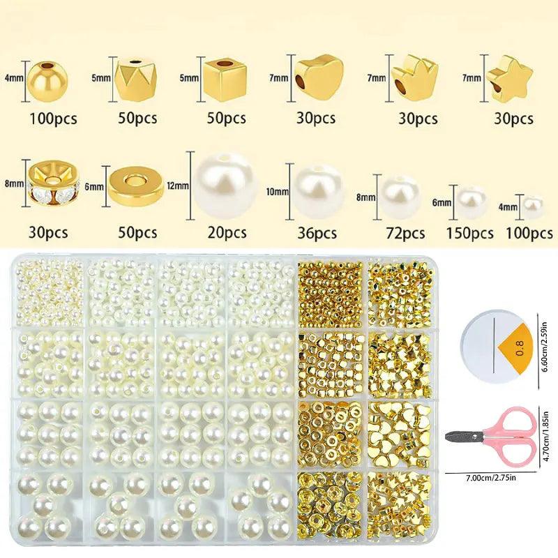 Pearl Beads Bracelets Making Kit Assorted DIY Golden Spacer Beads Acrylic Alphabet CCB Beads Kit For Jewelry Making Supplies