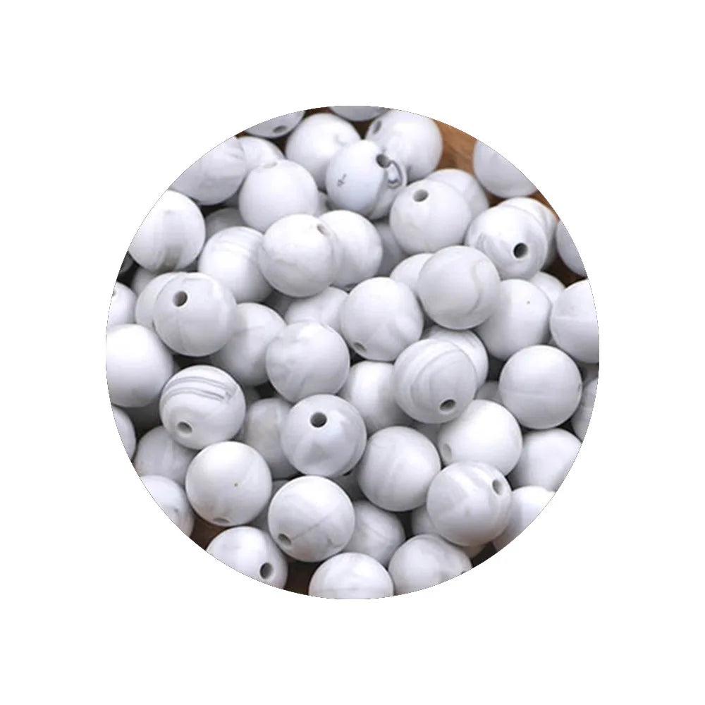 Kivoct 100Pcs 12MM Round Silicone Beads For Jewelry Making DIY  Pacifier Chain Necklace Keychain Accessories