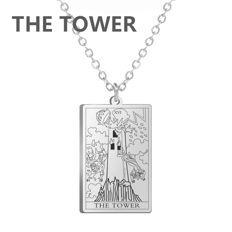 Stainless steel Cassic Tarot Pendant Necklace Major Cigano fortune Telling Necklace Star/Moon/Death Symbol Pendant Accessory