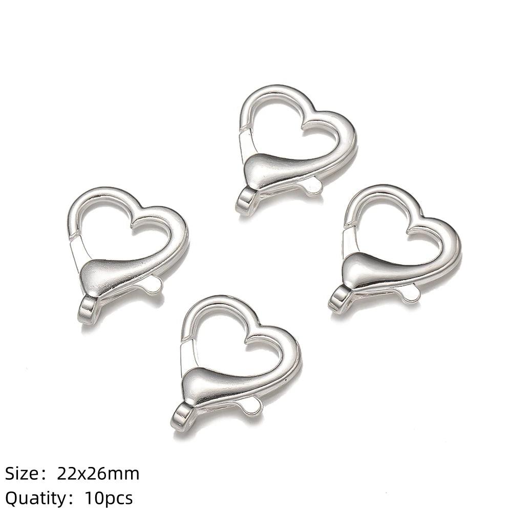 10pcs Lobster Clasp Hooks Heart Keychain Clasps for DIY Bracelets Chain Necklace Components Accessory Jewelry Making Findings