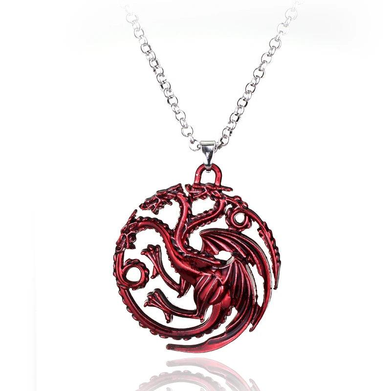 Fire and Blood House Targaryen Dragon Necklace A Song of Ice and Fire Metal Pendant Necklace for Women Men Fans Choker Jewelry