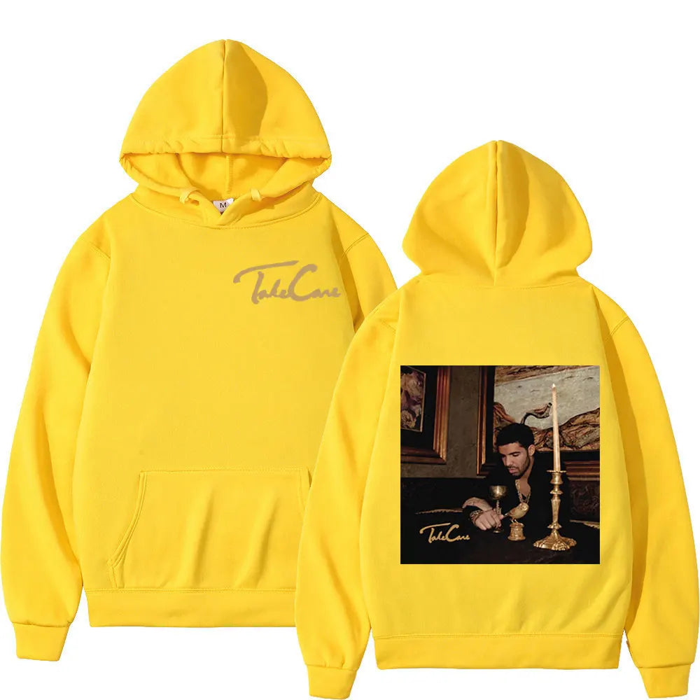 Hot Rapper Drake Album Take Care Graphic Hoodie Unisex Trend Hip Hop Hooded Sweatshirts Casual Fashion Loose Hoodies Streetwear