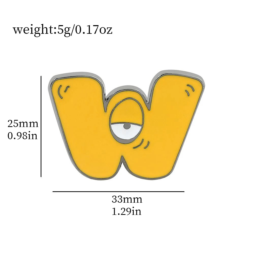 Cartoon 26 English Alphabet Shape Brooch Cute Metal Enamel Badge Clothing Backpack Lapel Pin Jewelry Accessories Gift
