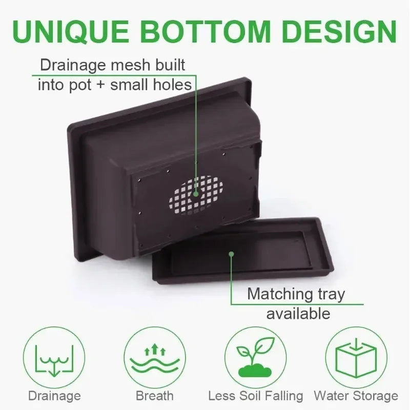 5Sets Training Pots with Tray Plastic Bonsai Plants Pot Square for Flower Succulent Plastic Plant Pots with Square Trays Planter