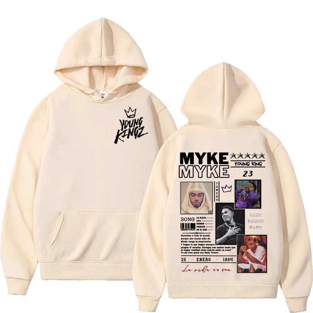 Rapper Myke Towers New Album Cover Hoodies Mens Women Harajuku Y2k Fashion Hip Hop Sweatshirts Casual Oversized Hoodie Pullovers