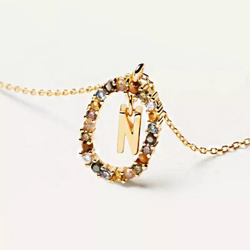 Fashion Hot Creative A-Z Letter Pendant Necklace For Woman Color Jewelry Sweet and Versatile Adjustable Chain Lobster Clasp