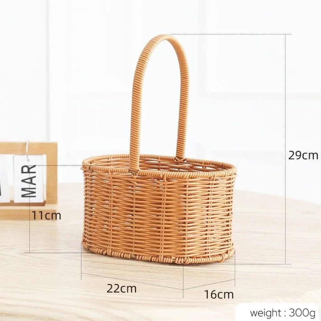 Imitation Rattan Flower Basket Flower Shop Best-selling Hand Basket Living Room Flower Arrangement Storage Basket Picnic Basket