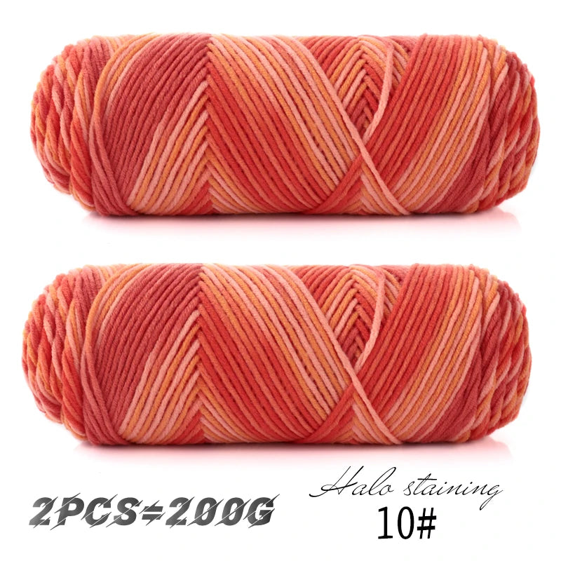 Colorful 5 Strand Dyed Milk Cotton Baby Sweater Yarn for Handmade DIY Woven Scarves and Crochet Projects