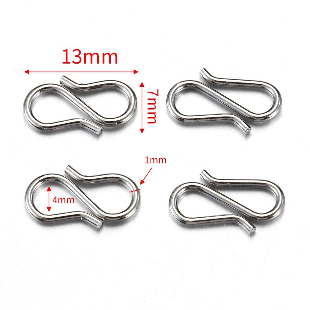 20pcs Stainless Steel Gold Color S Shape Clasps DIY Necklace Hooks Connectors