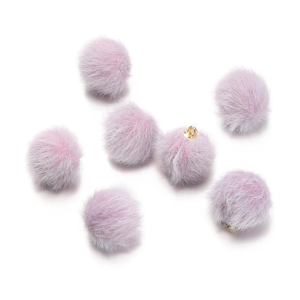 10pcs 17mm Plush Fur Covered Ball Beads Charms Pompom Beads Pendant for DIY Earring Bag Keychain Pendant Jewelry Making Supplies
