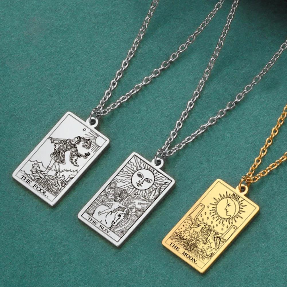 Stainless steel Cassic Tarot Pendant Necklace Major Cigano fortune Telling Necklace Star/Moon/Death Symbol Pendant Accessory