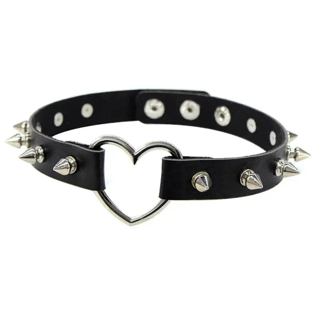 New Sexy Harajuku PU Leather Chain Heart Pendant Necklaces Women Men Punk Neck Gothic Black Pink Choker Necklace Cool Collar