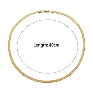 E.B.belle Tarnish Free Stainless Steel 18K Gold Plated Herryingbone Snake Chain Layer Necklace Sexy Women's Gold Chain Necklace