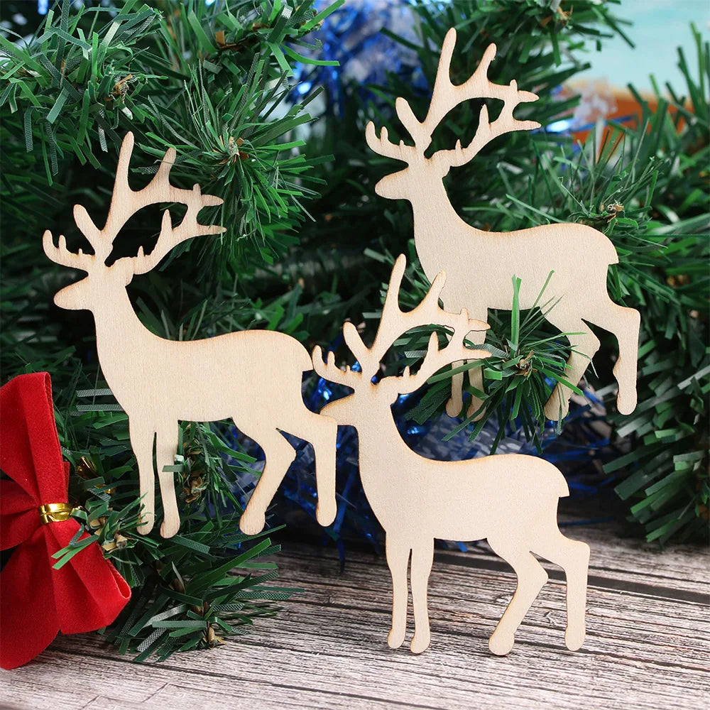 5Pcs Wooden Elk Decor Christmas Tree Hanging Reindeer Hanging Card Vivid Christmas Decorations Festival Decor Party Supplies