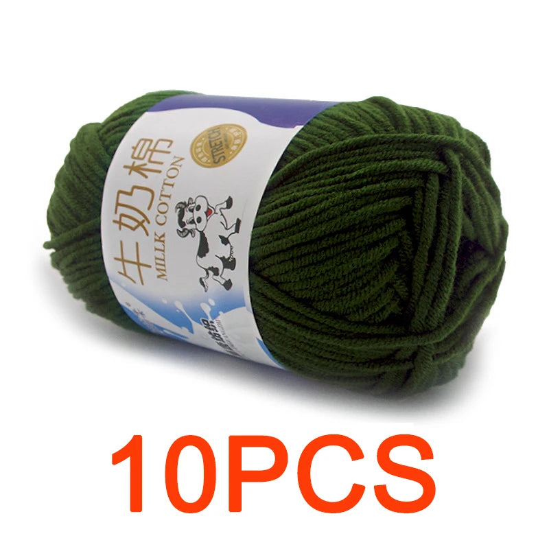 10 Pieces Milk Cotton Knitting Yarn Soft Warm Yarn for Hand Knitting and Crochet Projects