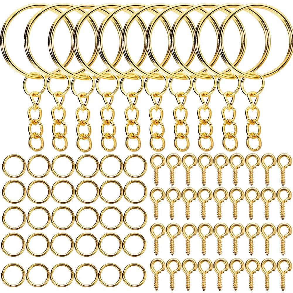 110Pcs Keychain Open Jump Rings Eye Pins Jewelry Making Accessories Kits for DIY Epoxy Resin Key Chain Key Ring Pendants