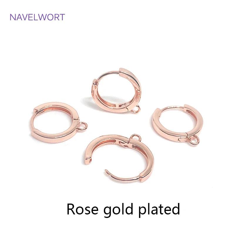 14K Gold Plated Round Hoop Earring Clasps Fitting Base Findings,Clasp For Earrings,DIY Jewelry Making Accessories Wholesale