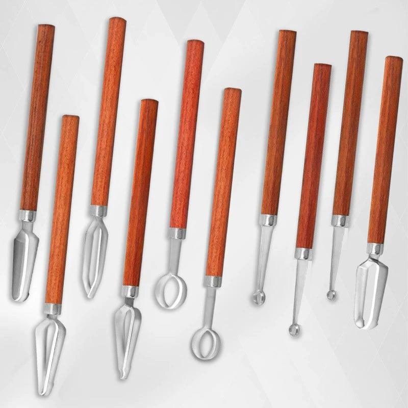 1PC Minimalist Pottery Clay Ceramic Trim Modeling Tools Finely Carved Cutter with Wooden Handle DIY Handmade Tool Accessories