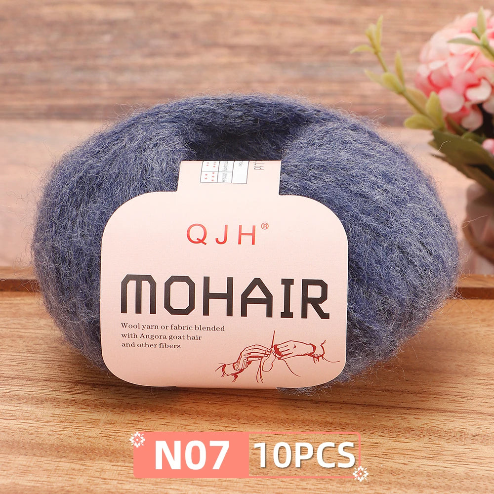Soft Mohair Crochet Yarn Set 10 Pcs For DIY Knitting