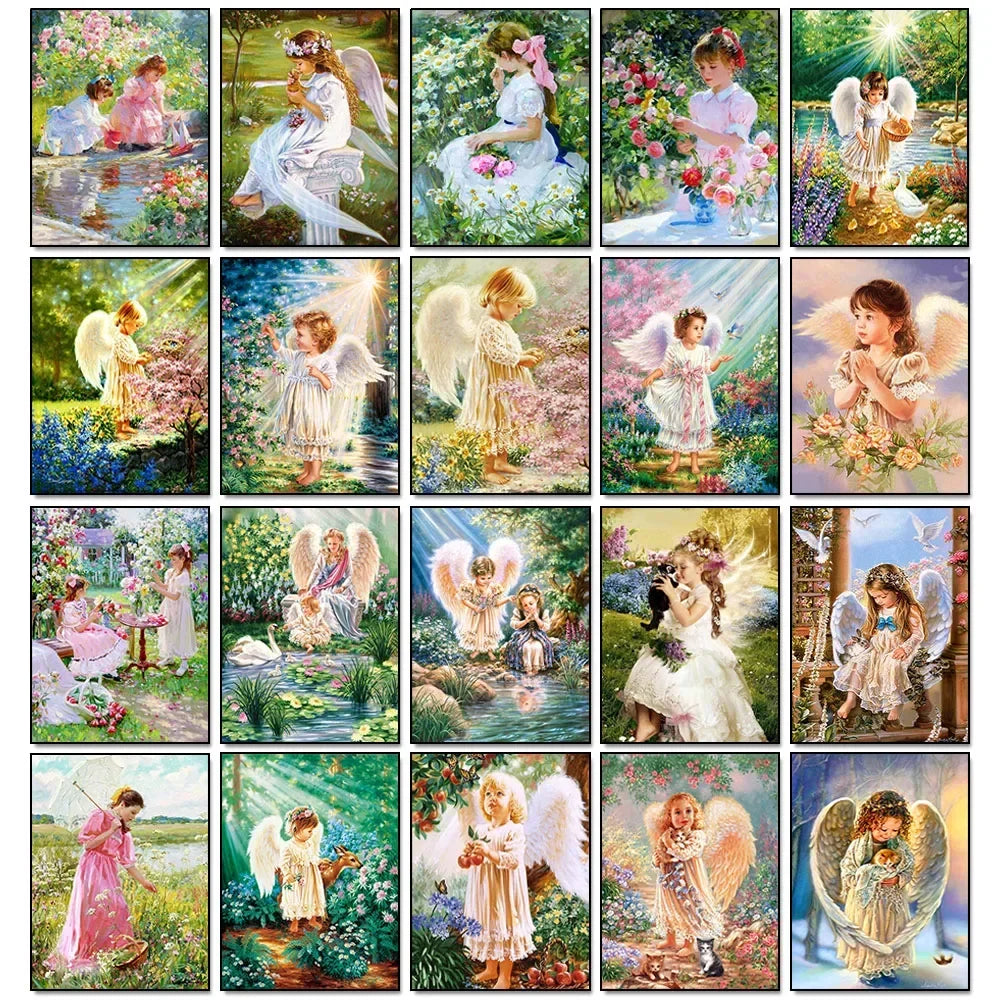 DIY Angel Baby Diamond Painting Full Round Diamond Mosaic Girl 5D Rhinestone Embroidery Art Cross Stitch Home Decoration Gift