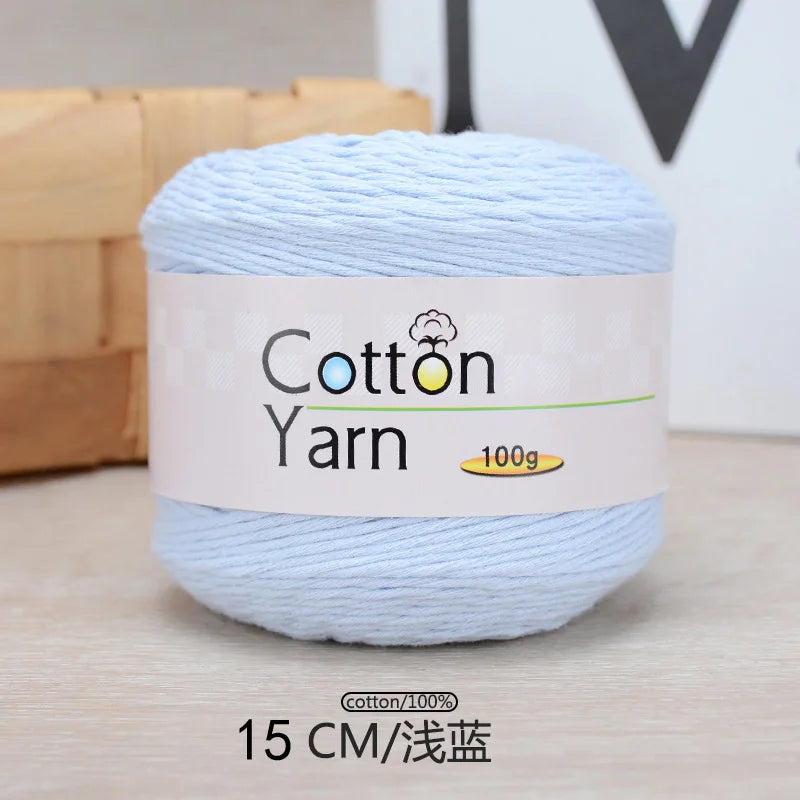 100g 100 Percent Cotton Hand Knitting Yarn Soft Crochet Yarn for Sweater Scarf Blanket Hat and Amigurumi