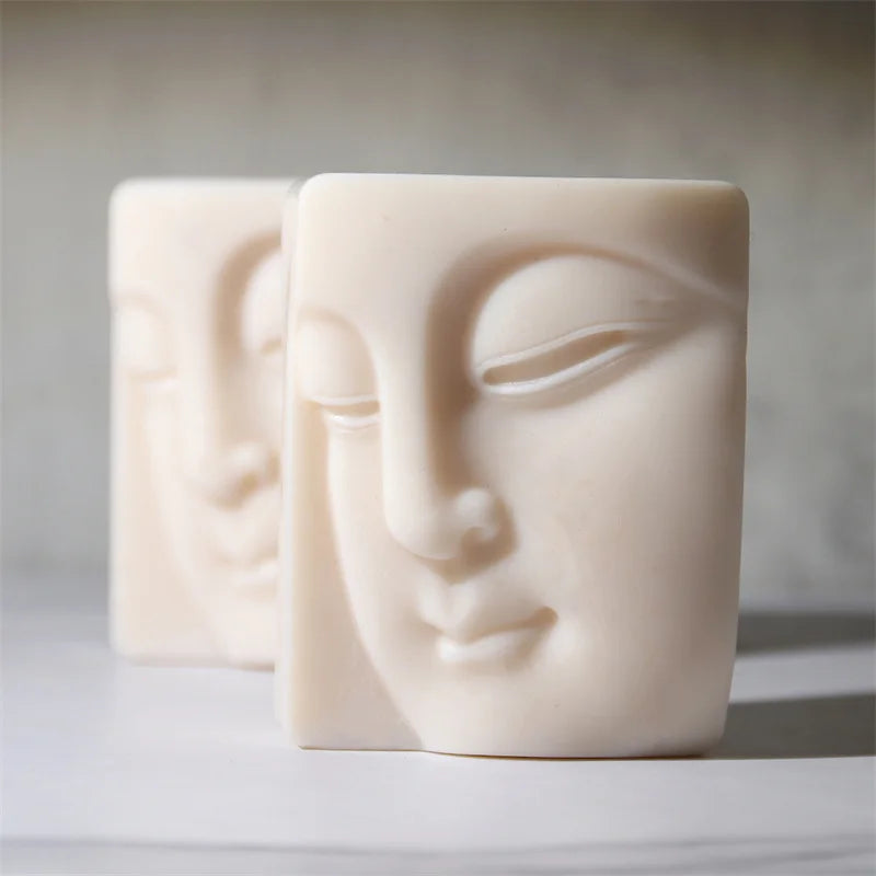 Buddha's Face Silicone Soap Mold Handmade Candle Soap Making Supplies DIY Plaster Resin Candle Material Kit Cake Baking Tools