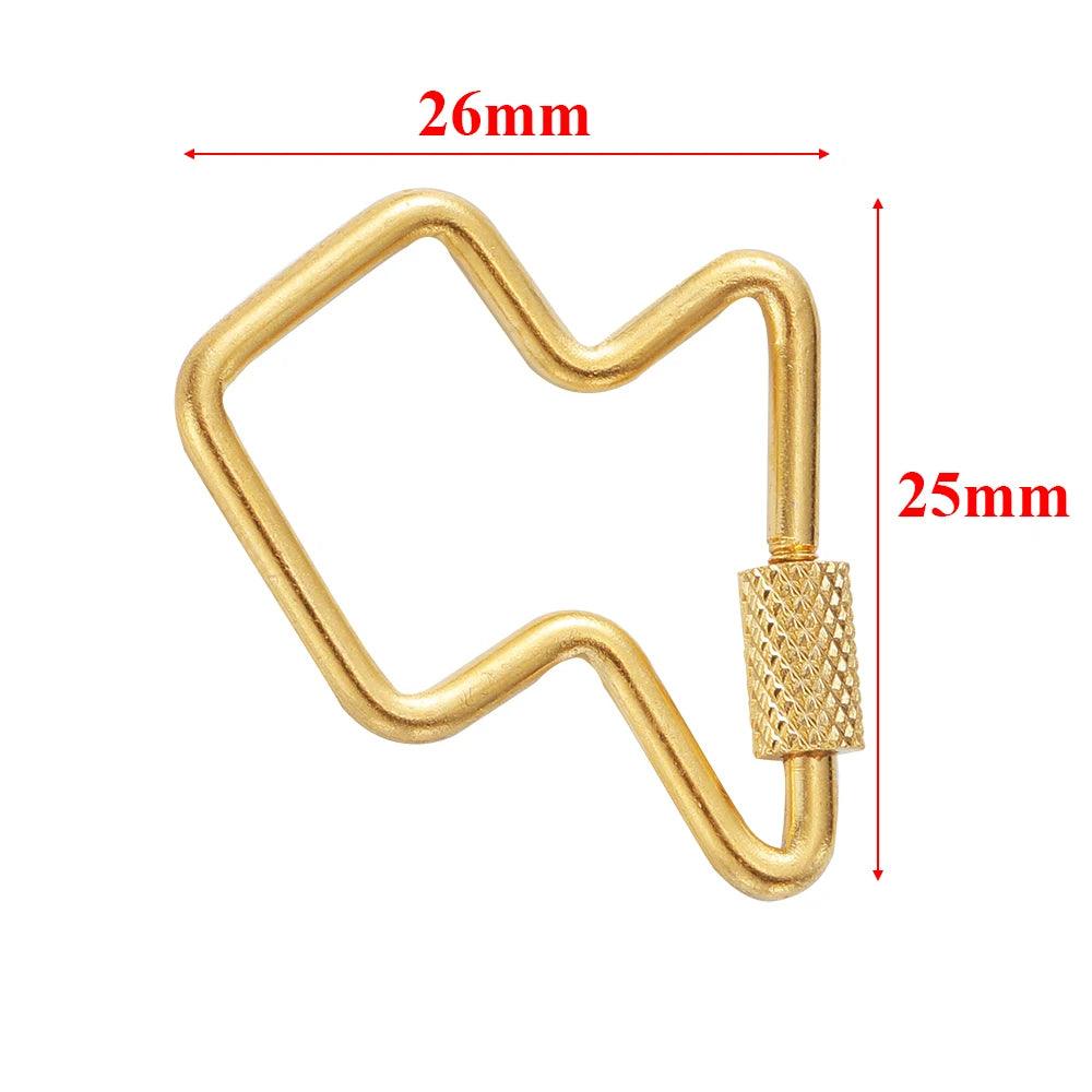 4pcs Stainless Steel Gold Heart Star Screw Locking Clasps Big Carabiner Hooks for DIY Necklace Bracelet Keychain Making Supplies