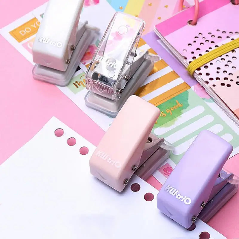 Single Ring Mini Hole Punch 1 Hole Cute Paper Punch 10 Sheets Capacity Puncher For Scrapbook Paper Craft Kawaii Stationery