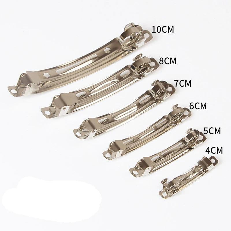 20pcs/lot Rhodium Color Metal French Barrettes Hair Clip 4cm 5cm 6cm 8cm 10cm DIY Hair Bow Clips for DIY Hair Jewelry Findings