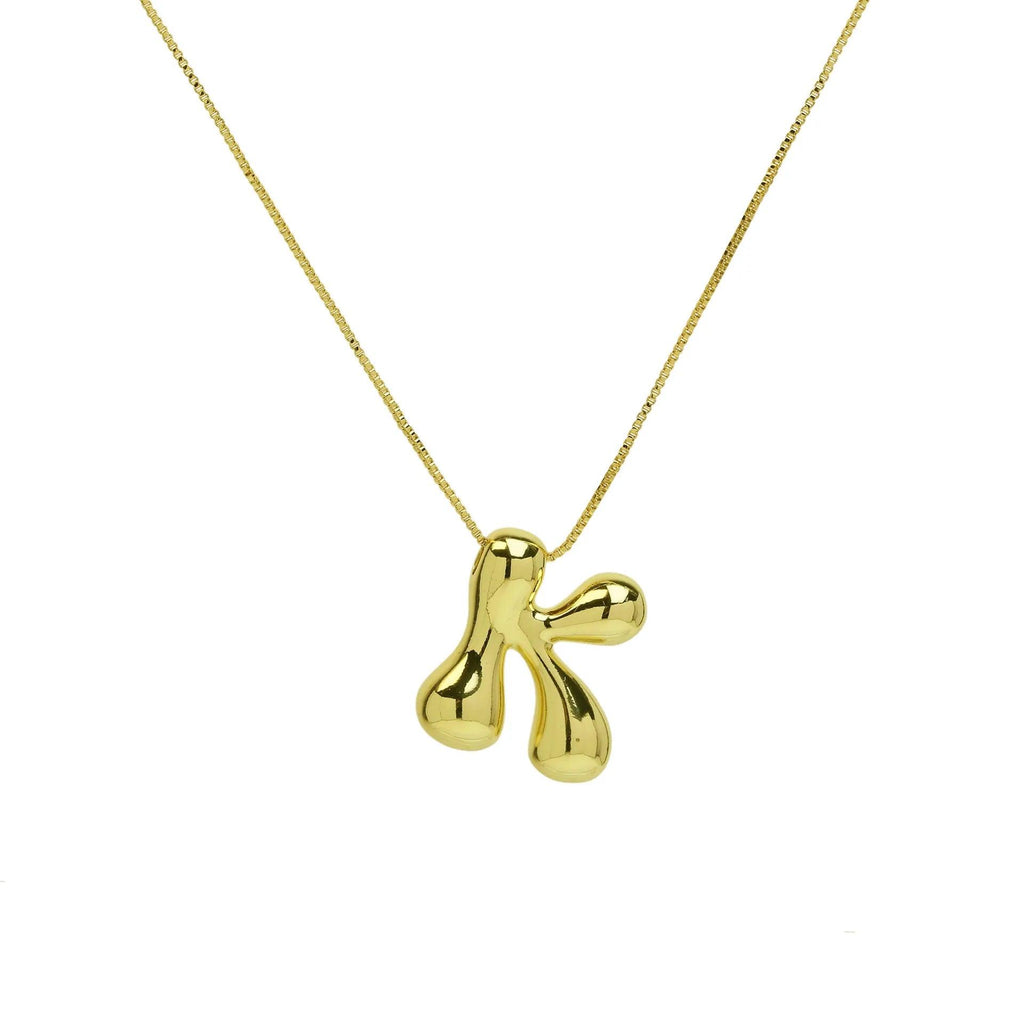 Trendy Gold Plated 18K Chunky Balloon Bubble Initial Letters Pendant Stainless Steel Choker Necklaces for Women Customized Chain