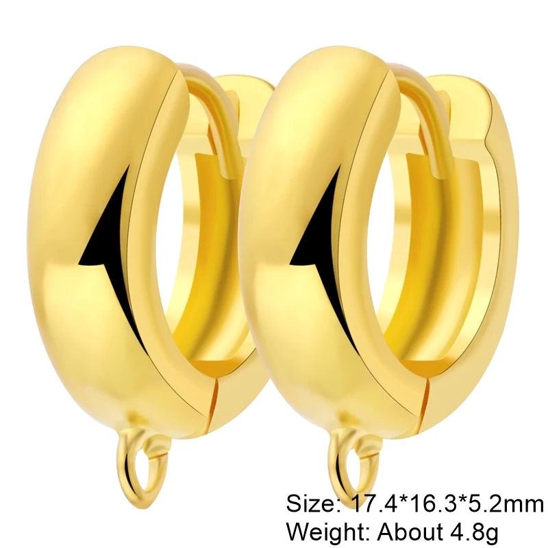 Juya Handmade 18K Real Gold Plated Earwire Fasteners Earring Hooks Accessories For DIY Women's Anti-Allergy Earrings Making
