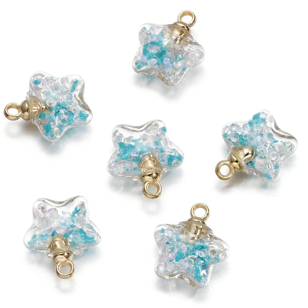10Pcs 17x19mm Luminous Quicksand Beads Five-pointed Star Charms Pendants Ornaments for Necklace Earrings DIY Jewelry Making