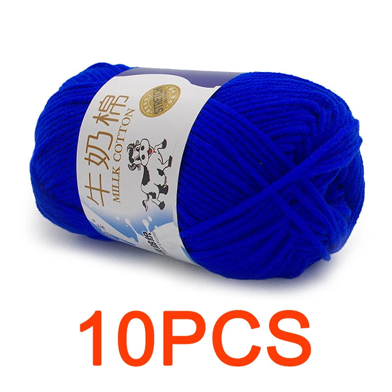 10 Pieces Milk Cotton Knitting Yarn Soft Warm Yarn for Hand Knitting and Crochet Projects