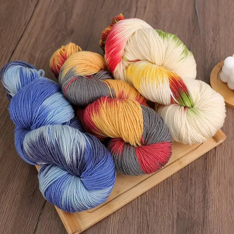 250g Rendering Segment Dyed with Colorful Wool Yarn, Colorful Rainbow Thread, Hand Woven Sweater, Scarf, Hat, Glove Yarn