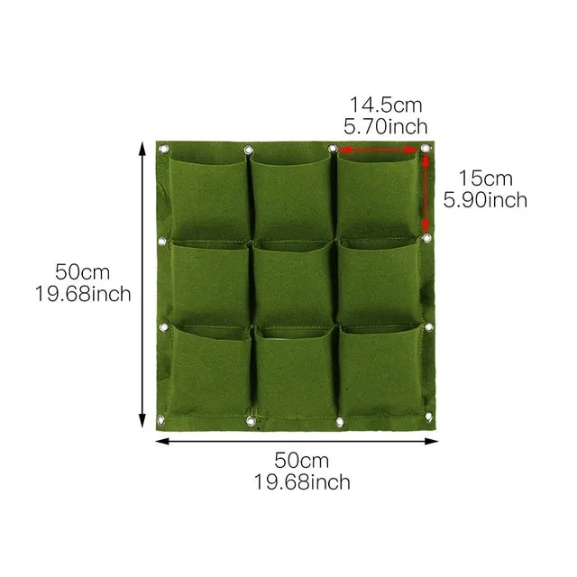 Plant growth bag， Felt Vertical Wall Planter Outdoor Herb Vegetable Hanging Garden  Plant Holder for Railing, Balcony, Fence
