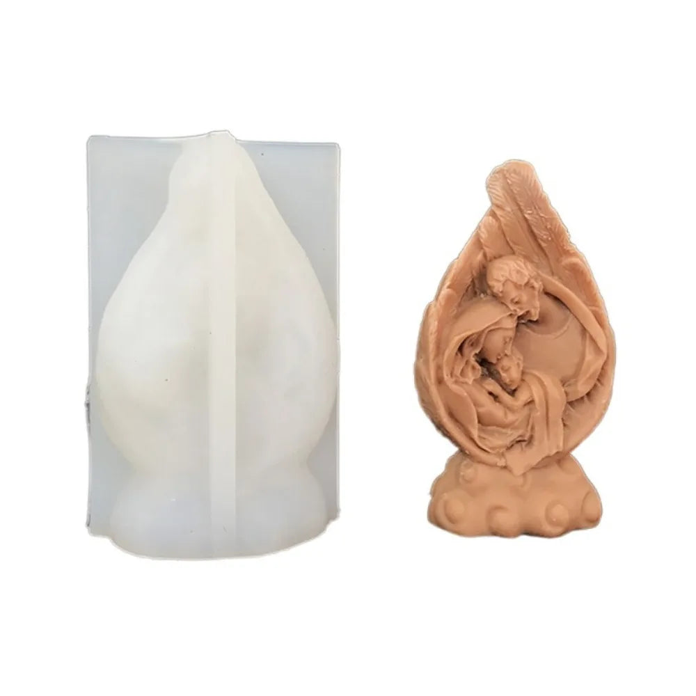 Catholic Jesus Family Silicone Candle Mold 3D Virgin Mary Sculpture Plaster Resin Making Tools Handmade Diy Crafts Decoration