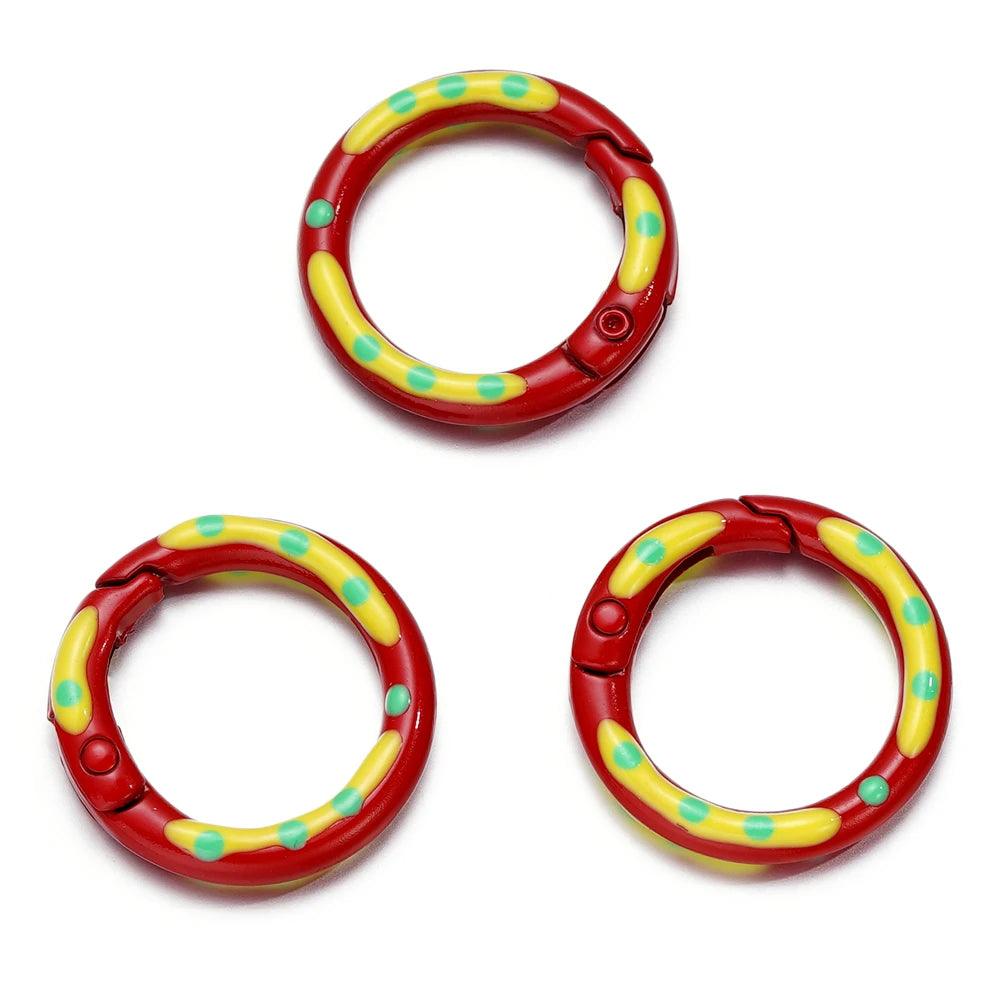 5pcs/lot Multicolor Metal Round Ring Spring Clasp Carabiner Keychain Clips Hook Dog Chain DIY Jewelry Buckle Connector Supplies
